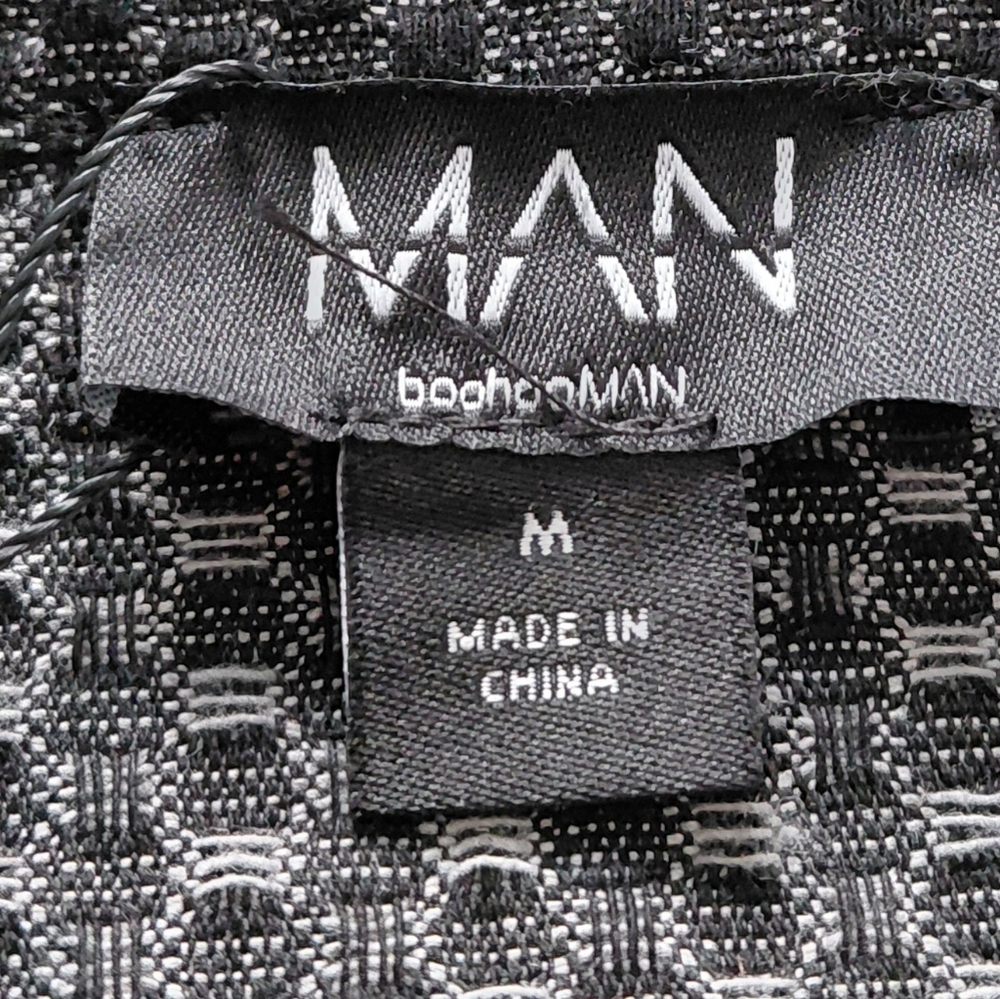 BOOHOO MAN Men's  Black and White Denim Textured Zipper Front Jacket - M - Picture 4 of 7